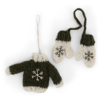 Gry&Sif - Ophæng - Striksweater og handsker - Grøn