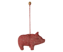 Maileg - Ophæng - Stof - Gris - Rød