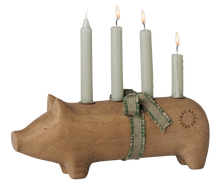 Maileg - Lysestage - Advent - Træ - Gris - Natur - Mellem