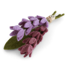 Gry & Sif - Filtblomst - Lavendel med blad - Sæt af 3 dele