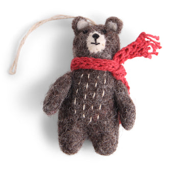 Ophæng - Mini bjørn med rødt tørklæde